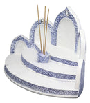 Blue White Tibetan Buddhism Altar Miniature Display With Lotus Incense Holder