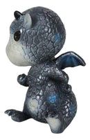 Whimsical Onyx Sulky Wyrmling Baby Hatchling Dragon With Blue Spots Figurine