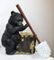 Ebros Rustic Cabin Lodge Decor Whimsical Black Bear Forest Stinky Potion Toilet Brush and Tree Stump Base Holder Bathroom Gift 2 Piece Set