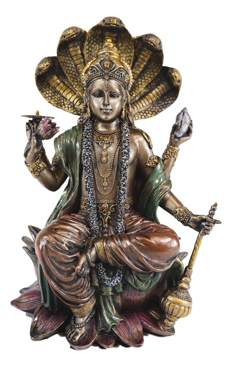 Ebros Hindu God Vishnu On 5 Cobras Throne Statue Narayana Protector Rama Krishna