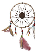 Set Of 2 Southwestern Indian Boho Chic Moon Gray Wolf Feather Wall Dreamcatchers