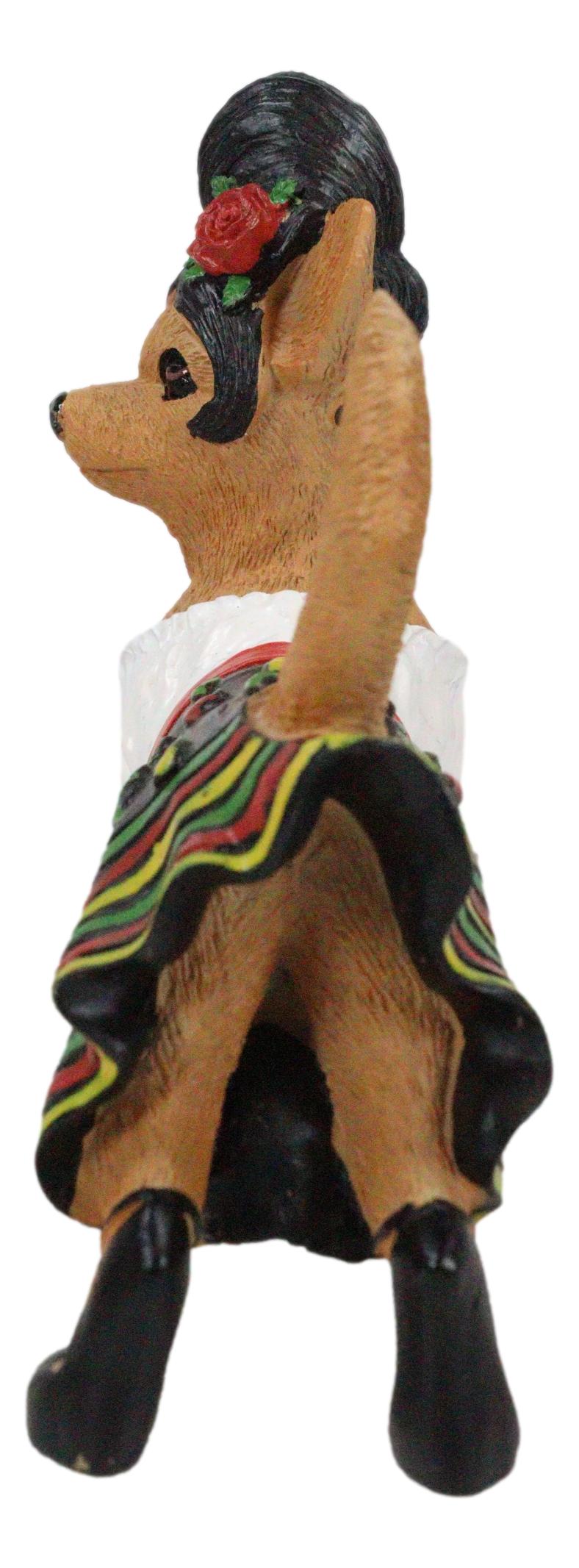 Caliente Senorita Chihuahua Dog With Traditional Chili Peppers Dress Figurine