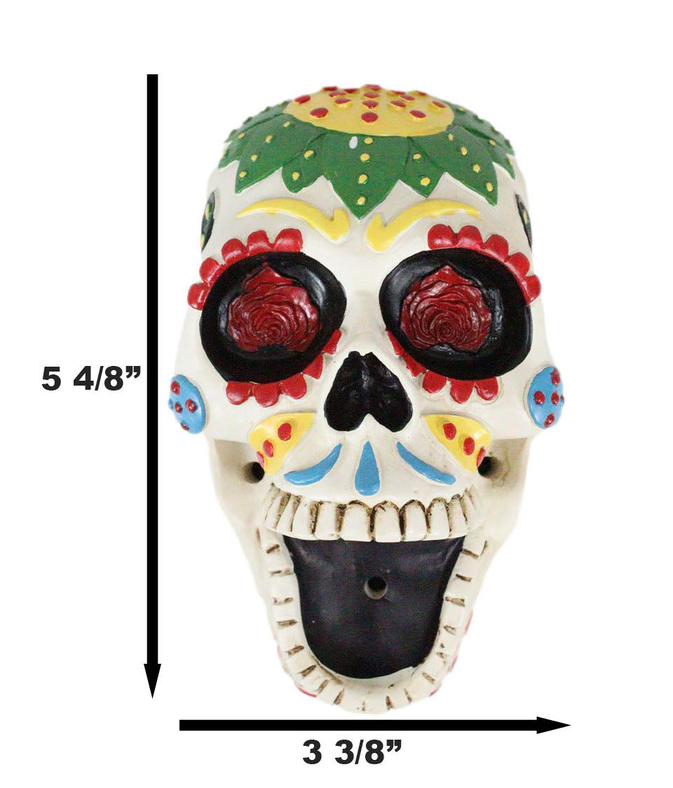 Day of The Dead White Sunflower Sugar Skull Wall Bottle Opener Home Kitchen - Ebros Gift
