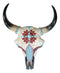 16.5"H Large Turquoise And Red Gems Mosaic Southwest Steer Cow Skull Wall Decor