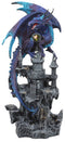 Ebros Gift Hyperion Gemstone Midnight Dragon Protecting Stone Castle Figurine 11.75" H