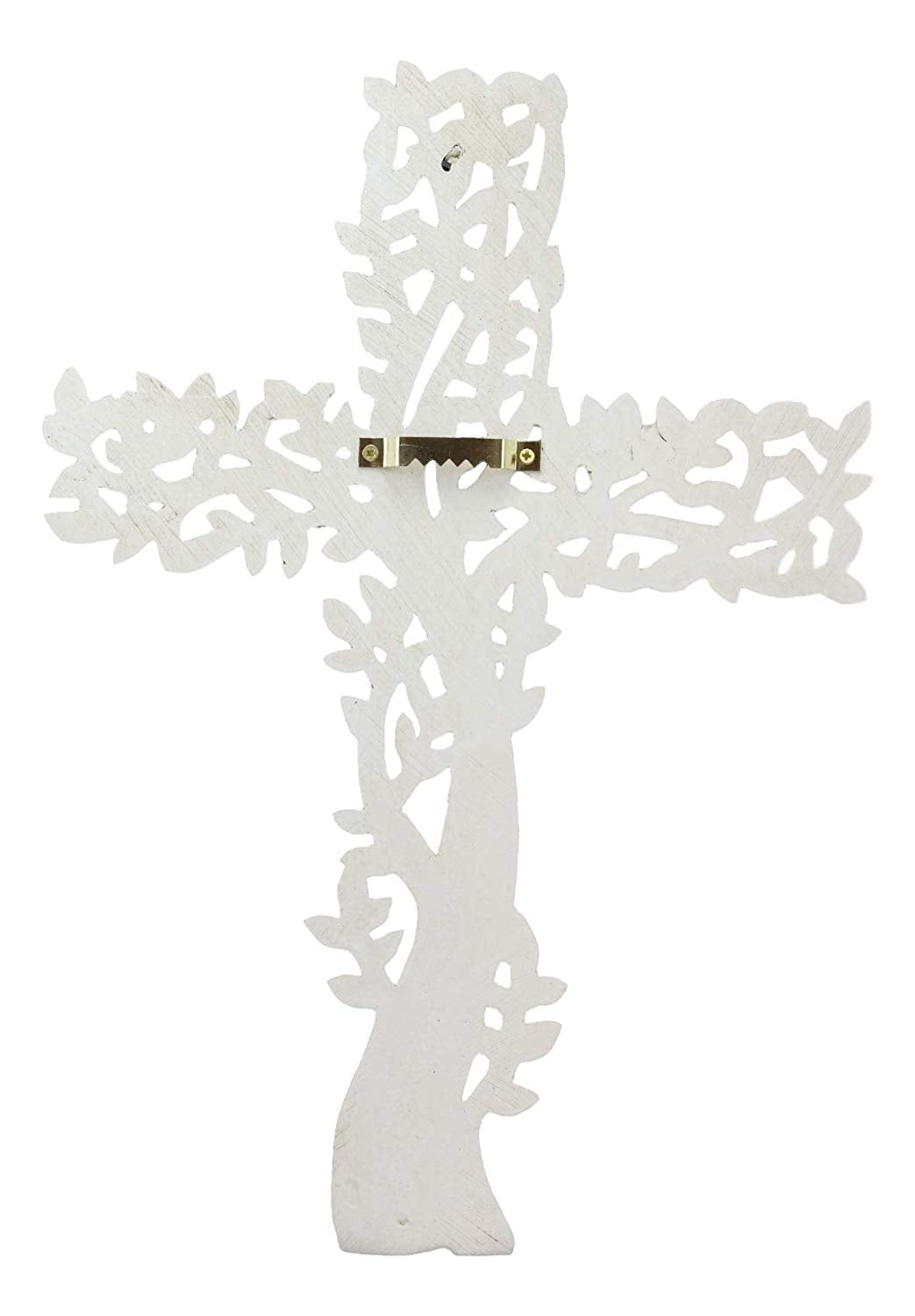 Ebros Gift 12" Tall Faux Stone Rustic Western Tree of Life Filigree Lace Design Wall Cross Decor Hanging Resin Sculpture Catholic Christian Country Cabin Lodge Accent Decorative Crosses - Ebros Gift