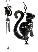 Wicca Witchcraft Black Cat Shadow Profile Stained Glass Wind Chime Suncatcher