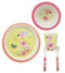 Ebros Flamingo 5 Pc Organic Bamboo Dinnerware Set For Kids Children Toddler Baby