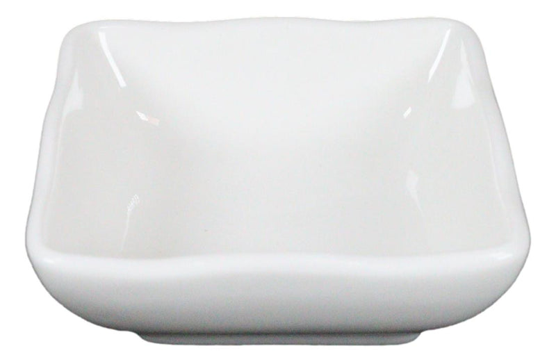 Ebros Contemporary Wavy Artistic Design White Porcelain Condiments Ketchup Mustard BBQ Soy Sauce Dipping Bowl or Dish 2oz Pack of 6 Bowls - Ebros Gift