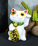 Ebros Japanese Luck And Fortune Charm White Beckoning Cat Maneki Neko Statue 4"Tall Tabletop Collectible Figurine