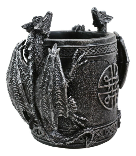 Ebros Celtic Twin Climbing Dragons of Bibliography Stationery Holder Statue 6.5"