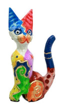 Balinese Wood Handicrafts Colorful Feline Cat Family Set of 3 Decor Figurines