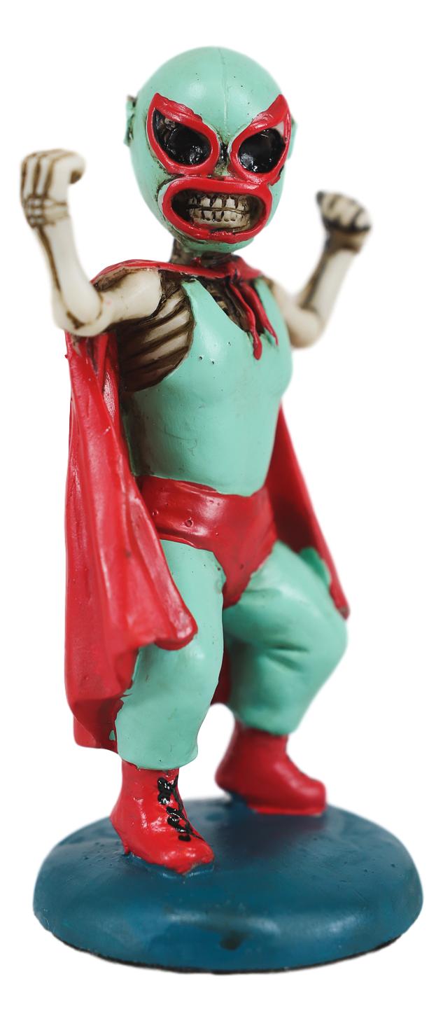 Ebros DOD Luchador Superman Red Cape Skeleton Mexican Wrestler Figurine - Ebros Gift