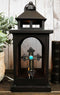 European Rustic Western Turquoise Scroll Cross Electric Metal Lantern Lamp