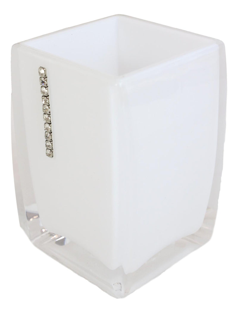 Stain White Austrian Crystals 6 Piece Chic Bathroom Vanity Accessories Gift Set