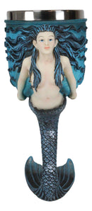 Ebros Sirens Of The Sea Blue Mermaid Octopus With Tail Fin Stem Wine Goblet