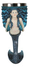 Ebros Sirens Of The Sea Blue Mermaid Octopus With Tail Fin Stem Wine Goblet