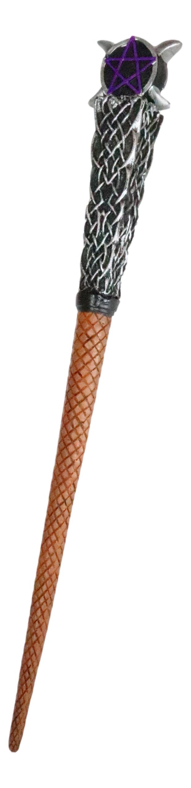 Ebros Wicca Sacred Moon Triple Moon Pentagram Magic Wand Cosplay Prop 14"L
