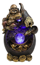 Happy Buddha Hotei Seated On Wine Gourd Backflow Incense Burner LED Light Statue