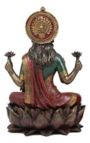 Beautiful Large Hindu Goddess Lakshmi Sitting On Lotus Flower Statue 12.25"Tall
