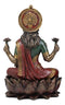 Beautiful Large Hindu Goddess Lakshmi Sitting On Lotus Flower Statue 12.25"Tall