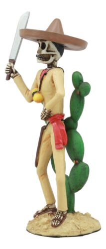 Day Of The Dead Desert Bandit Skeleton Statue El Machete Nopales Cactus Figurine