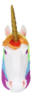 Fantasia Rainbow Mane Unicorn With Golden Horn 3D Wall Head Mount Decor Plaque