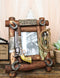 Rustic Western Cowboy Pistol Lantern Horseshoes Ropes Faux Wood Photo Frame 5X7