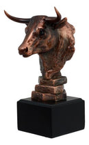 Wildlife Bull Bust Statue On Base Bronze Electroplated Figurine Stock Market