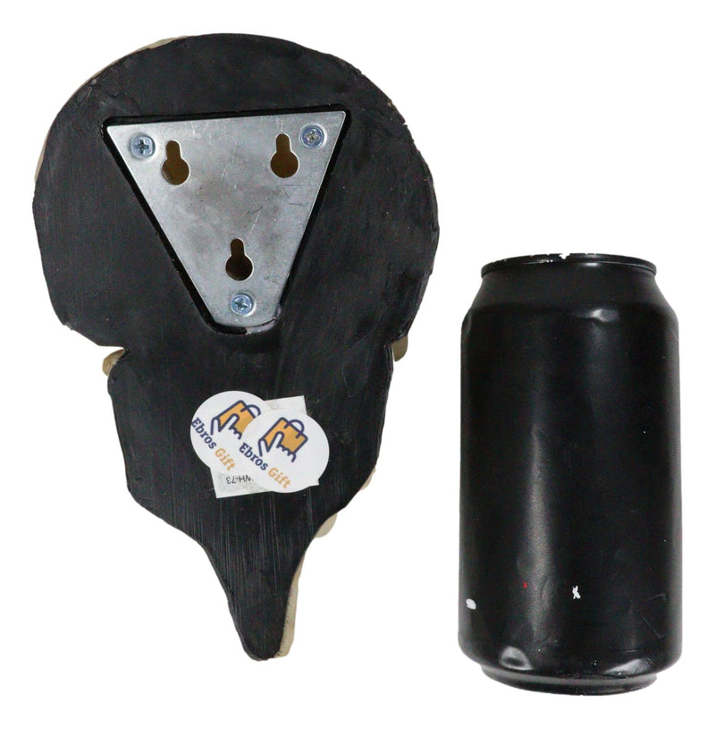 Pack Of 2 Macabre Halloween Grinning Evil Skull Head Bone Wall Coat Hook Plaque