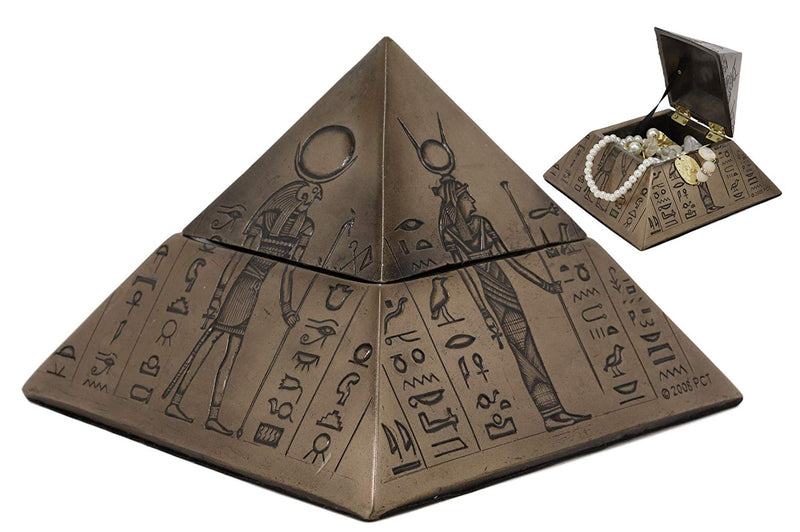 Ebros Ancient Egyptian Isis Sekhmet Horus Anubis Pyramid Jewelry Trinket Box 6"L
