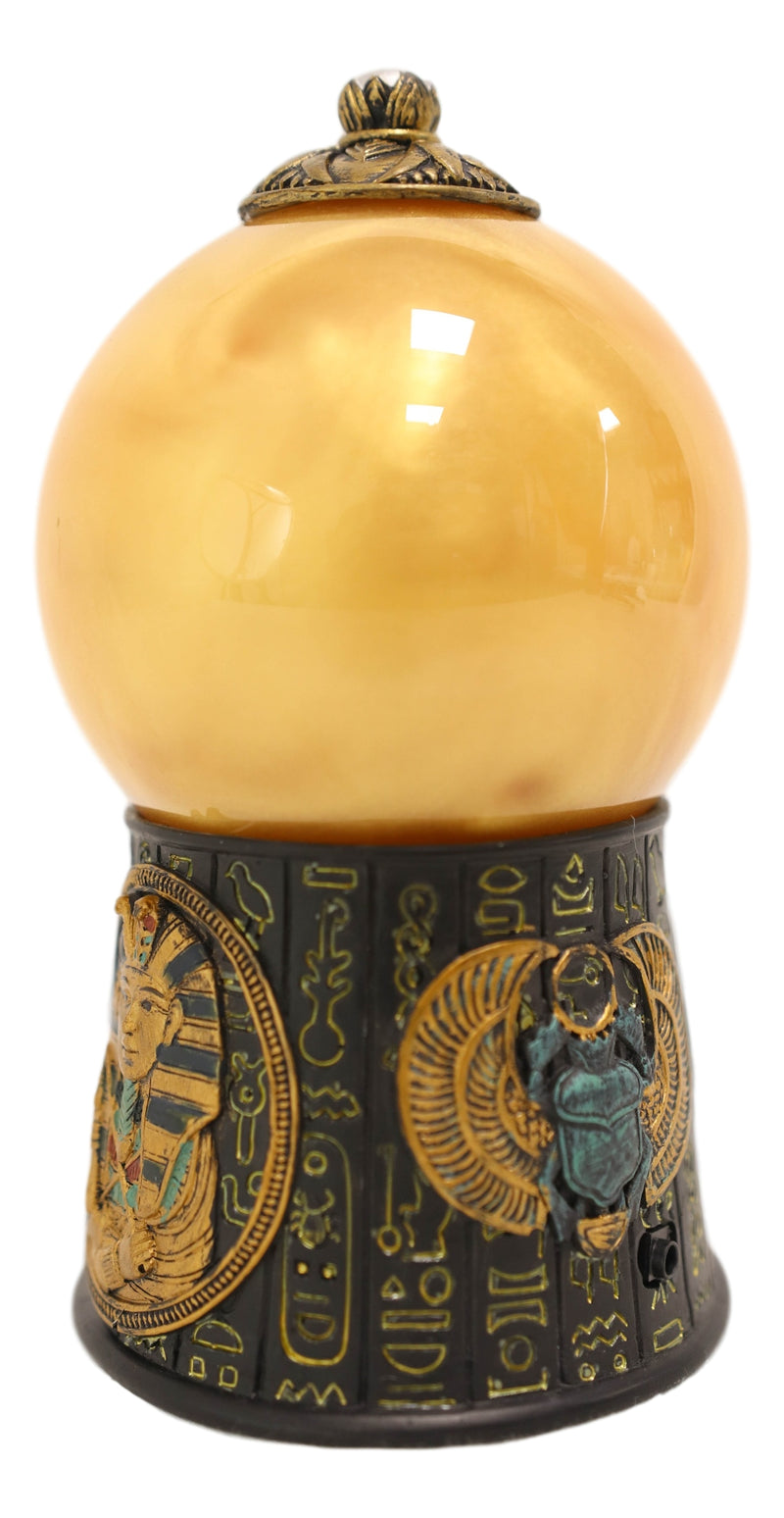 Pharaoh King Tut Ruler of Egypt Hieroglyphic Golden Sandstorm Gazing Ball Statue
