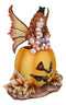 Amy Brown Halloween Mischief Fairy With Black Cats On Grinning Pumpkin Figurine