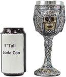 Ebros Viking Skull With Bison Horned Helmet Wine Goblet Chalice 7.5"H 16 Oz