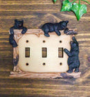 Ebros Set of 4 Black Bear & Twigs Wall Light Cover Plate Triple Toggle Switches