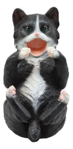 Ebros Feline Black and White Tuxedo Cat Wine Bottle Holder Caddy Figurine - Ebros Gift