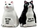 Ebros Black And White Cute Fluffy Cats Salt & Pepper Shakers Magnetic Set 3.25"H