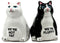 Ebros Black And White Cute Fluffy Cats Salt & Pepper Shakers Magnetic Set 3.25"H