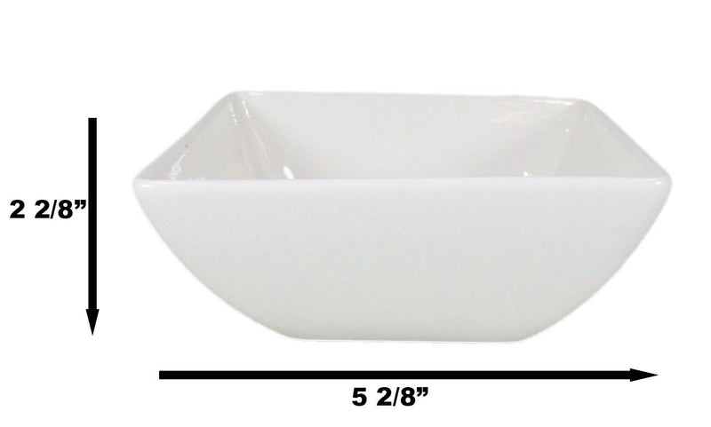 Ebros Pack Of 6 Kitchen And Dining Modern Contemporary Design Porcelain Square Bowls 18 Ounces 5.25"Dia Restaurant Supply Grade Dishwasher And Microwave Safe Perfect For Appetizers Dipping Sauces Soup