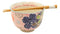 Pink Spring Floral Blossoms Ramen Noodles Soup Bowl With Bamboo Chopsticks Set