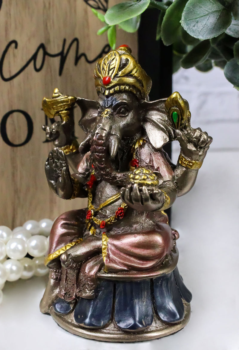 Small Hindu Ganesha Ganapati Hindu Elephant God Sitting On Drum Figurine