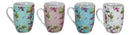 Ebros Victorian Floral Blossoms Porcelain 8oz Mug 4"Tall Coffee Tea Cup Set of 4 - Ebros Gift