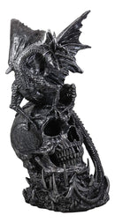 Large Gothic Guardian Behemoth Winged Dragon Standing On Graveyard Skull Statue