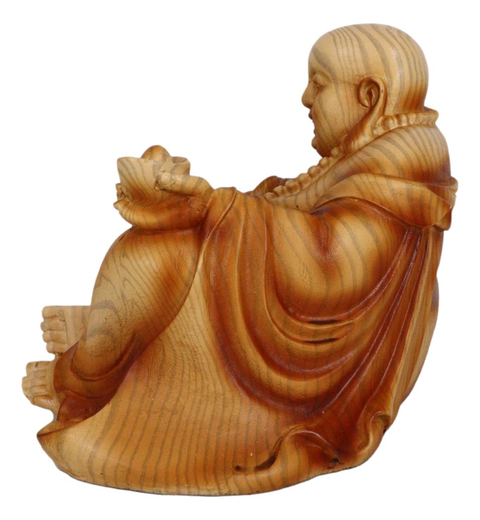 Ebros Feng Shui Hotei Happy Buddha Sitting with Gold Ingot and Money Coins 9" W