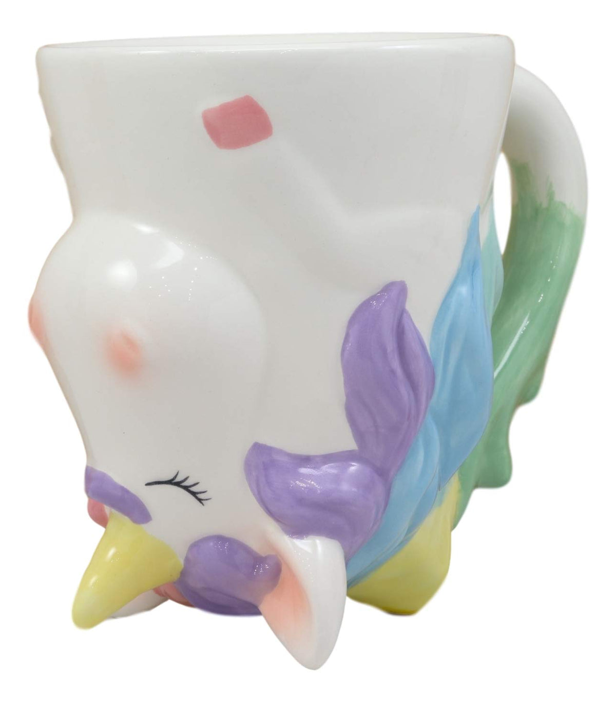 Ebros Topsy Turvy Ceramic Mystical Rainbow Unicorn Smart Coffee Mug Drink Cup 11oz