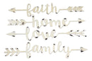 Ebros 14.25" Long Set of 4 Metal Wall Arrows Spelling Family Love Home and Faith in Cursive Script Sign Hanging Mount Decor Plaque Western Southwest Rustic Decorative Art Sayings - Ebros Gift