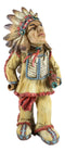 Native American Indian Warrior Chief With Chalumet Pipe Faux Wood Resin Figurine