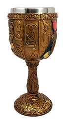 Ebros Ancient Egyptian Goddess Hathor Wine Goblet In Hieroglyphic Design 6oz 7"H