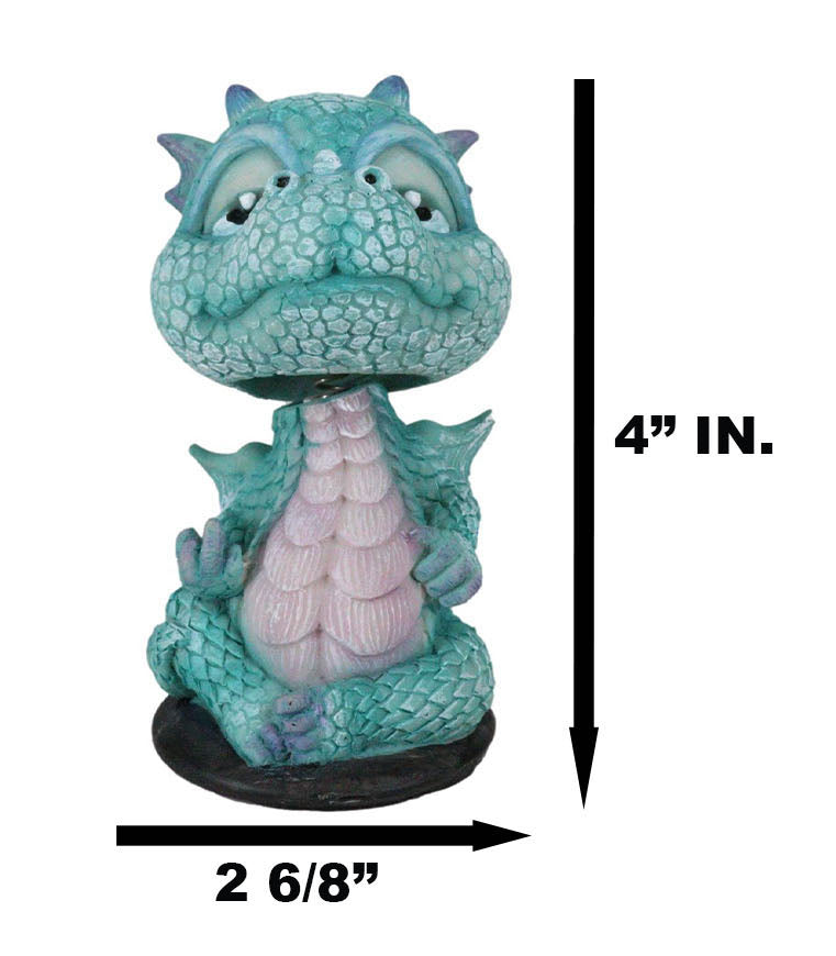 Ebros Wyrmling Baby Hatchling Blue Drake Yoga Dragon Bobblehead Figurine 4"H