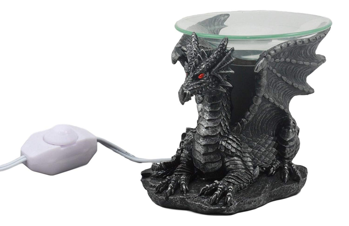Ebros Mythical Air Behemoth Dragonite Resting Black Dragon Electric Oil Burner Statue - Ebros Gift